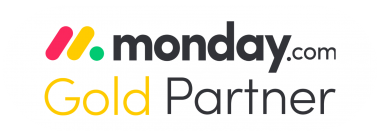 Monday.com logo, showing the gold partnership with Automation Consultants and their licensing