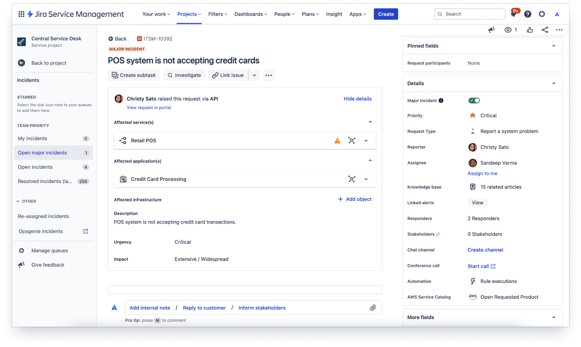 Jira Service Management - UI example by Automation Consultants